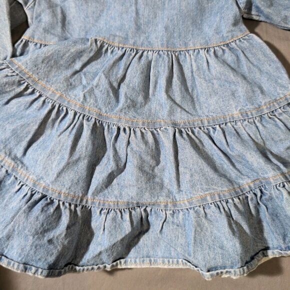 Vintage Baby Guess Denim Ruffle Dress Size 24 Months Button Up Tiered Blue CUTE - Picture 9 of 11